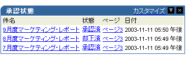 「承認ステータス」ポートレット